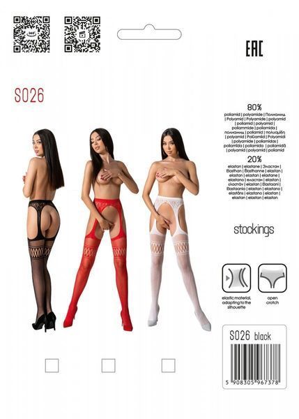 Еротичні колготки-бодістокінг зі шнурівкою на стегнах Passion S026 One Size, black, з доступом SO8948 фото